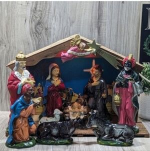 The Story Of Christmas Lights/Music Vintage SEARS Nativity